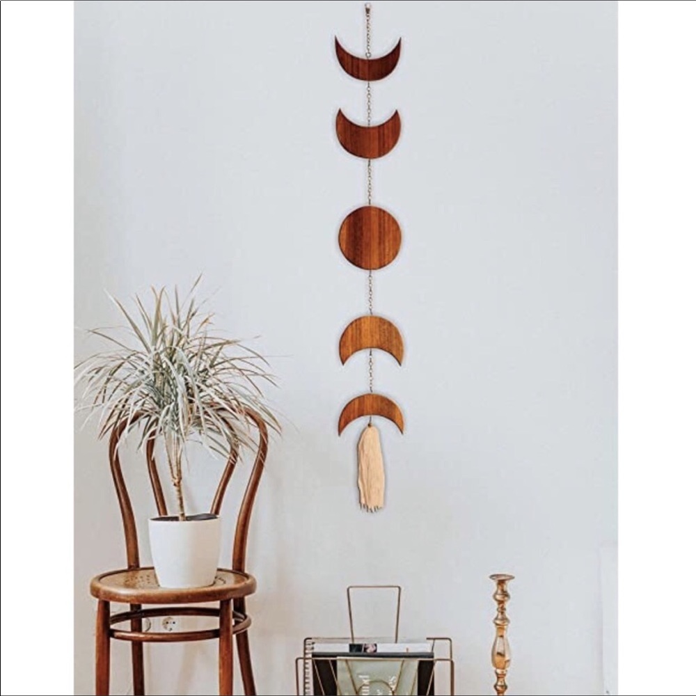 Boho Moon Phase Wooden Wall Hanging Minimalist New